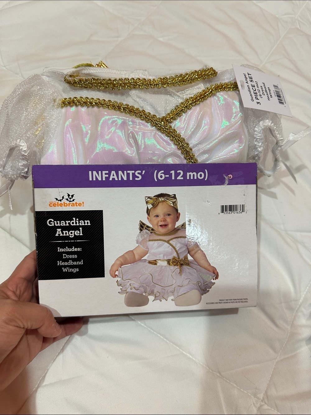 NEW Guardian Angel Infant Costume Dress - White & Gold (6-12 mo) - Picture 1 of 6